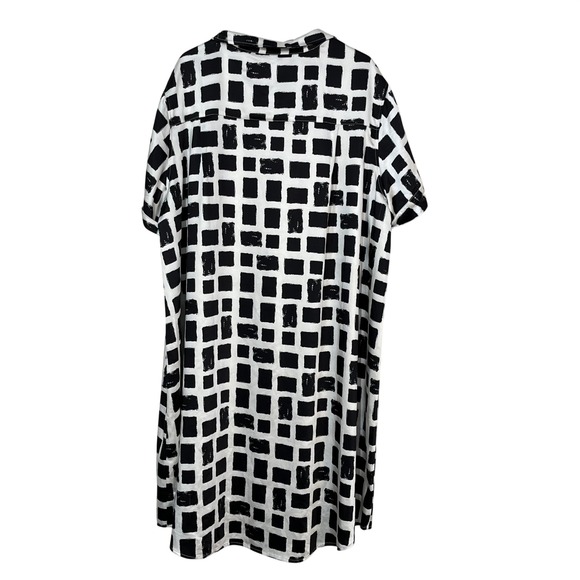 WILDFANG EMPOWER SATIN SHIRT DRESS Black And White Size 2X - Picture 4 of 7